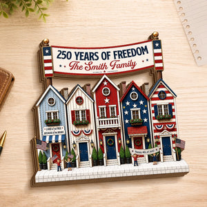 Custom Thick Wooden Plaque - Personalized America 250th Anniversary Gifts For Mom, Dad, Brother, Sister, Kids - Stars, Stripes And Family Roots