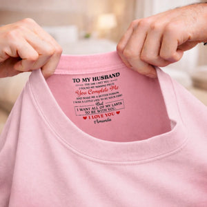 Custom Inside Neck Print T-Shirt - Personalized Anniversary Wedding Gifts For Husband And Wife, Him And Her - His Daily Dose Of Love