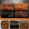 Custom Engraved Leather Toiletry Bag - Personalized Father's Day Birthday Gifts For Dad, Grandpa - Strong Hearts Start With Dad