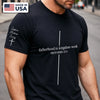 Custom Unisex T-Shirt With Design On Sleeve - Personalized Father's Day Birthday Gifts For Dad, Grandpa - My First Hero, My Forever Hero