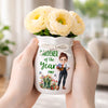 Custom Flower Vase With Ribbon - Personalized Birthday Garden Gifts For Gardeners - Gardener Of The Year