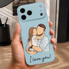Custom Photo Leather Phone Case - Personalized Father's Day Birthday Gifts For Dad, Grandpa - Strong Families Start With Dad