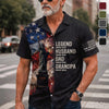 Custom Unisex Tropical Hawaiian Aloha Shirt - Personalized America 250th Anniversary Father's Day Gifts For Dad, Grandpa - Stars Stripes And Family Pride