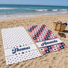 Custom Beach Towel - Personalized America 250th Anniversary, Summer Vacation And Travel Gifts For Best Friends, Family - Summer Vibes USA Edition