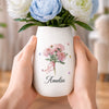 Custom Oval Ceramic Flower Vase - Personalized Best Friend Birthday Gifts For Women, Besties, Sisters, BFF - Blooming Beautifully Every Day