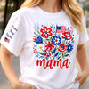 Custom Unisex T-Shirt With Design On Sleeve - Personalized 4th Of July Gifts For Mom, Grandma - Red, White And Blooming Love