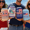 Custom Leather Can Cooler - Personalized America 250th Anniversary Gifts For Mom, Dad, Brother, Sister, Kids - Stars Stripes And Pride