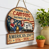 Custom Wood Sign - Personalized America 250th Anniversary, Camping Gifts For Campers, Husband And Wife, Him And Her - Our Happy Camping Place