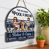 Custom Wood Sign - Personalized Summer Vacation And Travel Gifts For Husband And Wife, Dog Dad And Mom - Our Furry Pool Party Crew