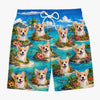 Custom Photo Tropical Hawaiian Aloha Men Beach Shorts - Personalized Summer Vacation And Travel Gifts For Dog Cat Lovers, Dog Dad And Mom, Cat Owners - Paws Sunshine And Smiles