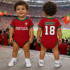 Custom World Football Baby Jersey Bodysuit
- Personalized Baby Shower, Gender Reveal Gifts For New Moms, New Dads, Football Lovers - Youngest Eagle On The Pitch