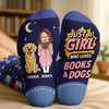 Custom Crew Socks - Personalized Bookish Gifts For Book Lovers, Bookworms, Readers, Dog Lovers, Dog Mom - Read More, Worry Less
