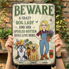 Custom Home Decor Metal Sign - Personalized Birthday Garden Gifts For Gardeners, Dog Lovers, Dog Dad And Mom - The Crazy Dog Lady Lives Here