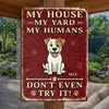 Custom Home Decor Metal Sign - Personalized Birthday Gifts For Dog Lovers, Dog Dad And Mom - Protected By Furry Chaos