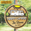 Family Happy Campers - Personalized Shaped Wood Sign, 2 Layers Sign - Gift For Camping Lovers
