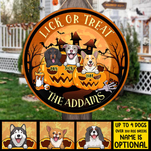 Happy Halloween - Lick Or Treat - Funny Personalized Door Sign.