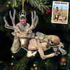 Custom Photo Christmas Brings Us Together - Hunting Personalized Custom Ornament - Acrylic Custom Shaped - Christmas Gift For Hunting Lovers