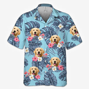 Tropical Leaves And Pet - Dog & Cat Personalized Custom Unisex Hawaiian Shirt - Upload Image, Dog Face, Cat Face - Summer Vacation Gift, Gift For Pet Owners, Pet Lovers