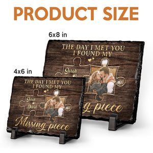 Photo personnalisée « J'ai trouvé la pièce manquante » – Pierre rectangulaire personnalisée avec support pour couple – Cadeau pour mari et femme, anniversaire