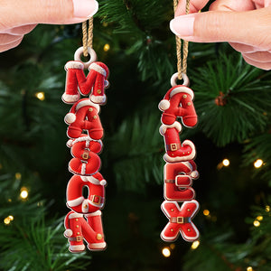 Custom Santa Suit Letter Wooden Ornament - Personalized Christmas Birthday Gifts For Mom, Dad, Brother, Sister, Kids - The Claus Family Starter Pack