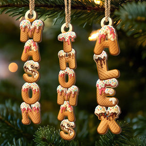 Custom Ice Cream Letter Wooden Ornament - Personalized Christmas Birthday Gifts For Mom, Dad, Brother, Sister, Kids - Love Dipped In Sugar