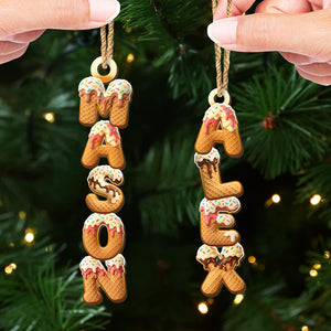 Custom Ice Cream Letter Wooden Ornament - Personalized Christmas Birthday Gifts For Mom, Dad, Brother, Sister, Kids - Love Dipped In Sugar