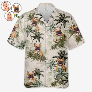 Custom Photo Unisex Tropical Hawaiian Aloha Shirt - Personalized Summer Vacation And Travel Gifts For Family, Dog Cat Lovers - Happiness Comes In Waves