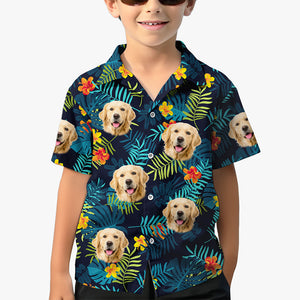 Custom Photo Kid Tropical Vibes Only - Dog & Cat Personalized Custom Unisex Tropical Hawaiian Aloha Shirt - Summer Vacation Gift, Birthday Gift For Kids, Pet Owners, Pet Lovers