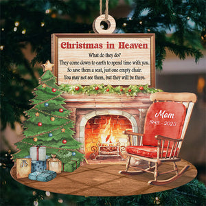 Christmas In Heaven - Memorial Personalized Custom Ornament - Wood Unique Shaped - Christmas Gift, Sympathy Gift For Family Members