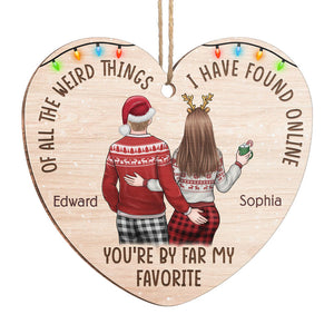 Notre amour est tout ce dont j'ai besoin - Ornement personnalisé pour couple - En forme de cœur en bois - Cadeau de Noël pour mari et femme, anniversaire