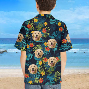 Custom Photo Kid Tropical Vibes Only - Dog & Cat Personalized Custom Unisex Tropical Hawaiian Aloha Shirt - Summer Vacation Gift, Birthday Gift For Kids, Pet Owners, Pet Lovers