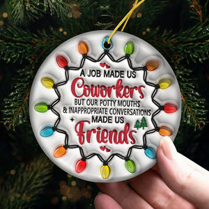My Emotional Support Coworker - Coworker Personalized Custom Ornament - Ceramic Round Shaped - Christmas Gift For Coworkers, Best Friends, BFF