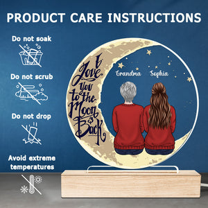 We Love You To The Moon And Back - Memorial Personalized Custom Round Shaped 3D LED Light - Sympathy Gift, Gift For Family Members