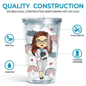 One Child One Teacher One Book - Teacher Personalized Custom Clear Acrylic Tumbler - Gift For Teacher, Back To School