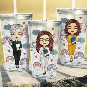 One Child One Teacher One Book - Teacher Personalized Custom Clear Acrylic Tumbler - Gift For Teacher, Back To School