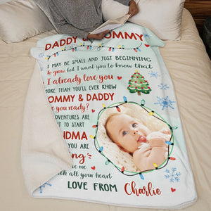 Custom Photo Dear Mommy And Daddy - Family Personalized Custom Blanket - Baby Shower Gift, Christmas Gift For First Mom