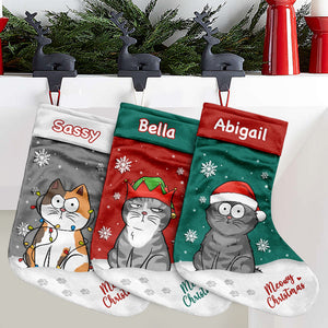 Miaou Noël - Chaussette de Noël personnalisée avec chat - Cadeau de Noël pour les propriétaires et les amoureux des animaux