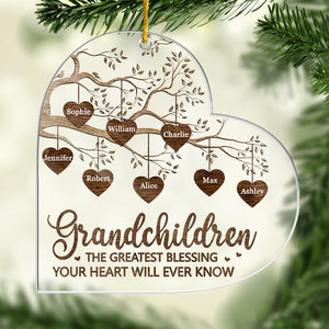 La plus grande bénédiction - Ornement personnalisé pour la famille - En acrylique en forme de cœur - Cadeau de Noël pour les membres de la famille