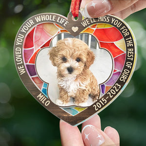 Custom Photo We'll Miss You For The Rest Of Ours - Memorial Personalized Custom Suncatcher Ornament - Acrylic Heart Shaped - Christmas Gift, Sympathy Gift For Pet Owners, Pet Lovers