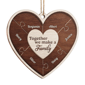 Notre famille est enracinée dans l'amour - Ornement personnalisé pour la famille - En forme de cœur en bois - Cadeau de Noël pour les membres de la famille