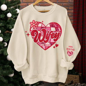 Où qu'elle soit, c'est là que se trouve ma maison - Sweat-shirt unisexe personnalisé pour couple avec motif sur la manche - Cadeau pour mari et femme, anniversaire