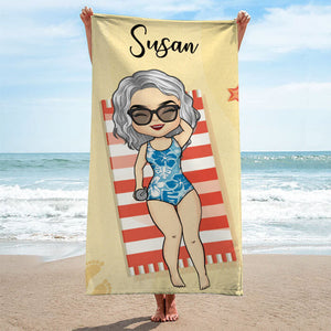 Pool Chibi Girl Swimming Belt - Personalized Beach Towel
