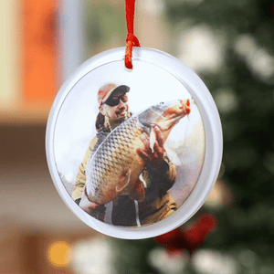 Custom Photo Lenticular Crystal Ornament - Personalized Christmas Birthday Fishing Gifts For Fisherman - Casting Joy Into Cold Waters
