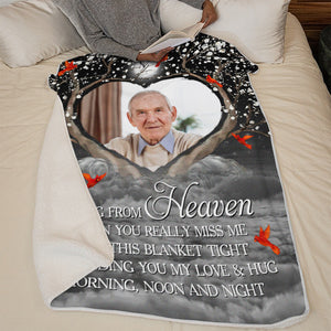 Custom Photo A Hug From Heaven When You Really Miss Me - Memorial Personalized Custom Blanket - Christmas Gift, Sympathy Gift For Family Members