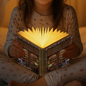 Custom Foldable LED Magic Book Lamp - Personalized Bookish Gifts For Book Lovers, Bookworms, Readers - Light Up Your Own Little Bookstore
