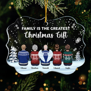 Family Is The Greatest Christmas Gift - Personalized Custom Benelux Shaped Acrylic Christmas Ornament - Gift For Family, Christmas Gift
