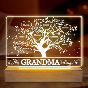 Cette grand-mère appartient à - Lampe LED 3D rectangulaire personnalisée pour la famille - Cadeau d'anniversaire, fête des mères pour maman et grand-mère