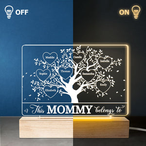Cette grand-mère appartient à - Lampe LED 3D rectangulaire personnalisée pour la famille - Cadeau d'anniversaire, fête des mères pour maman et grand-mère