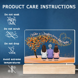 Mother And Daughters Forever Linked Together - Family Personalized Custom Rectangle Shaped 3D LED Light - Mother's Day, Birthday Gift For Mom