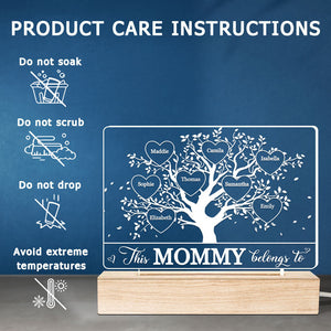 Cette grand-mère appartient à - Lampe LED 3D rectangulaire personnalisée pour la famille - Cadeau d'anniversaire, fête des mères pour maman et grand-mère